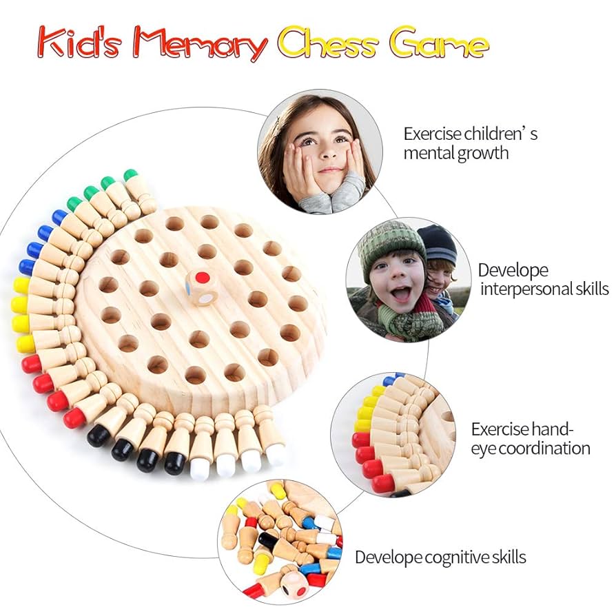 Wooden Memory Chess Game - For Both Kids and Adults