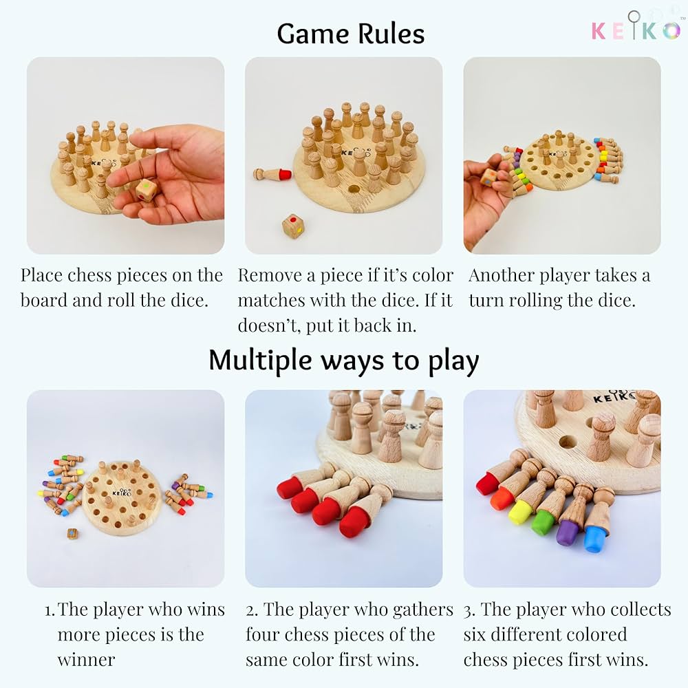 Wooden Memory Chess Game - For Both Kids and Adults