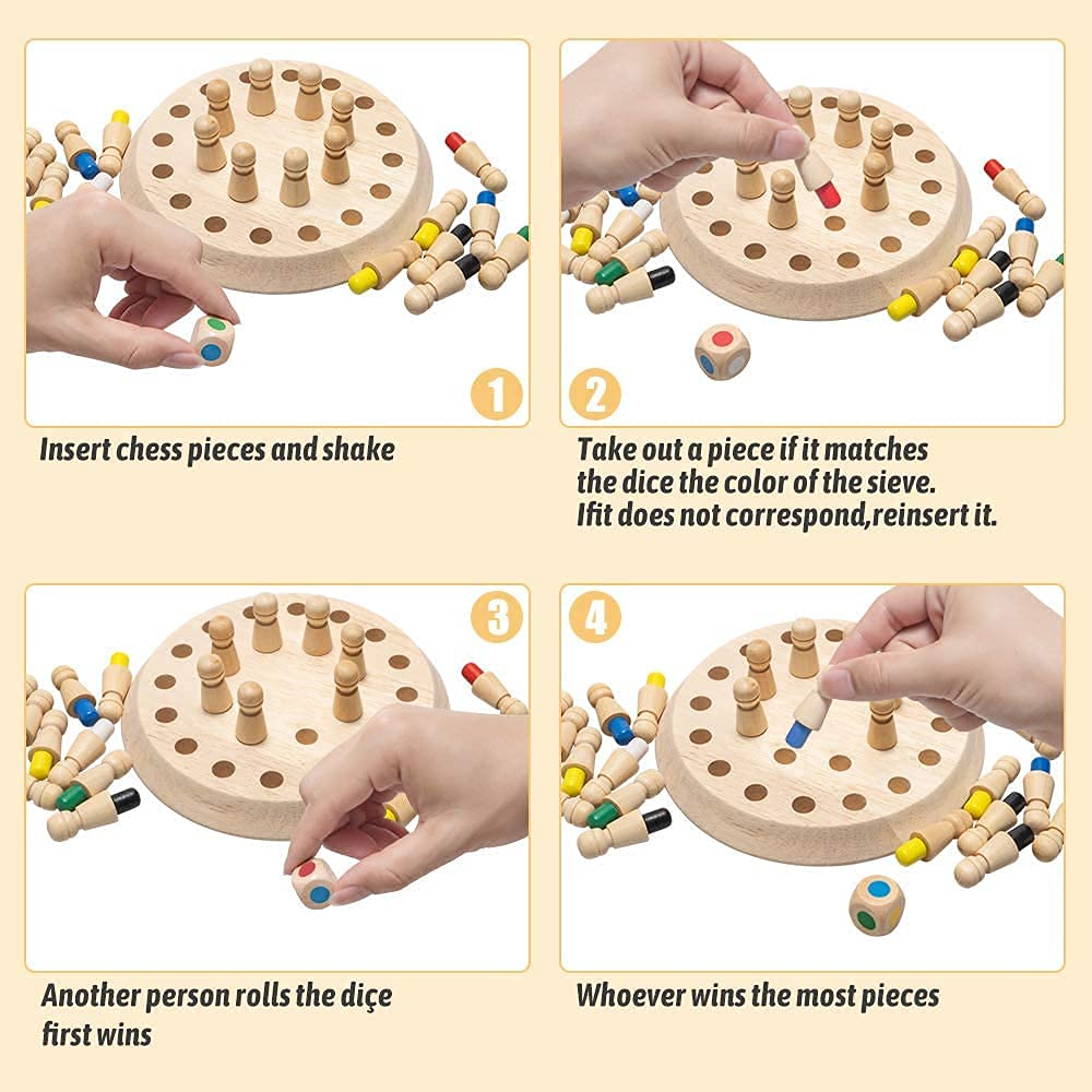 Wooden Memory Chess Game - For Both Kids and Adults