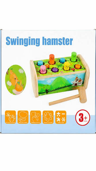 Wooden Swinging Hamster toy - Hammer game