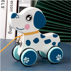 Wooden  blue Baby Puppy dog Pull along - without Bell