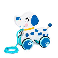 Wooden  blue Baby Puppy dog Pull along - without Bell