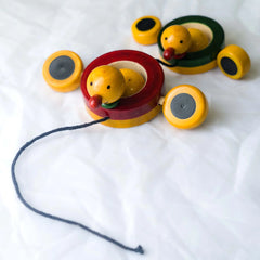 Wooden peddling Double Duck Pull along
