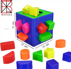 Plastic Geometric Puzzle Stacker Shape Sorter Cube Stacking Set Kids Game