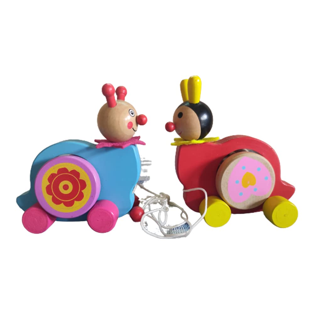 Wooden Animal Bell Cart pull along - sound making