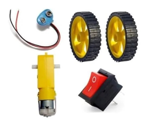 Electron Electricity Science Experiment Project DIY Kit 9V Battery,Clip On Off Switch, Working Models of Science Projects Kits (Motor Wheel Kit) - Without Battery