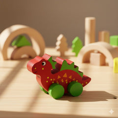 Wooden Dinosaur toy - Brown