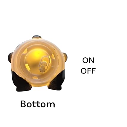 "Bottom view of the panda lamp showing the easy-to-use ON/OFF toggle switch and battery compartment."
