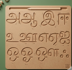 Wooden Tamil Tracing Board - Uyir Eluthukal A aa E ee