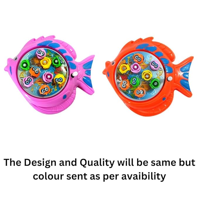 Two colorful fish-shaped toys with a transparent body on a white background.