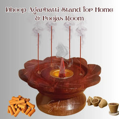 Flower Shape Brown wooden Incense Holder - Agarbathi and sambrani stand