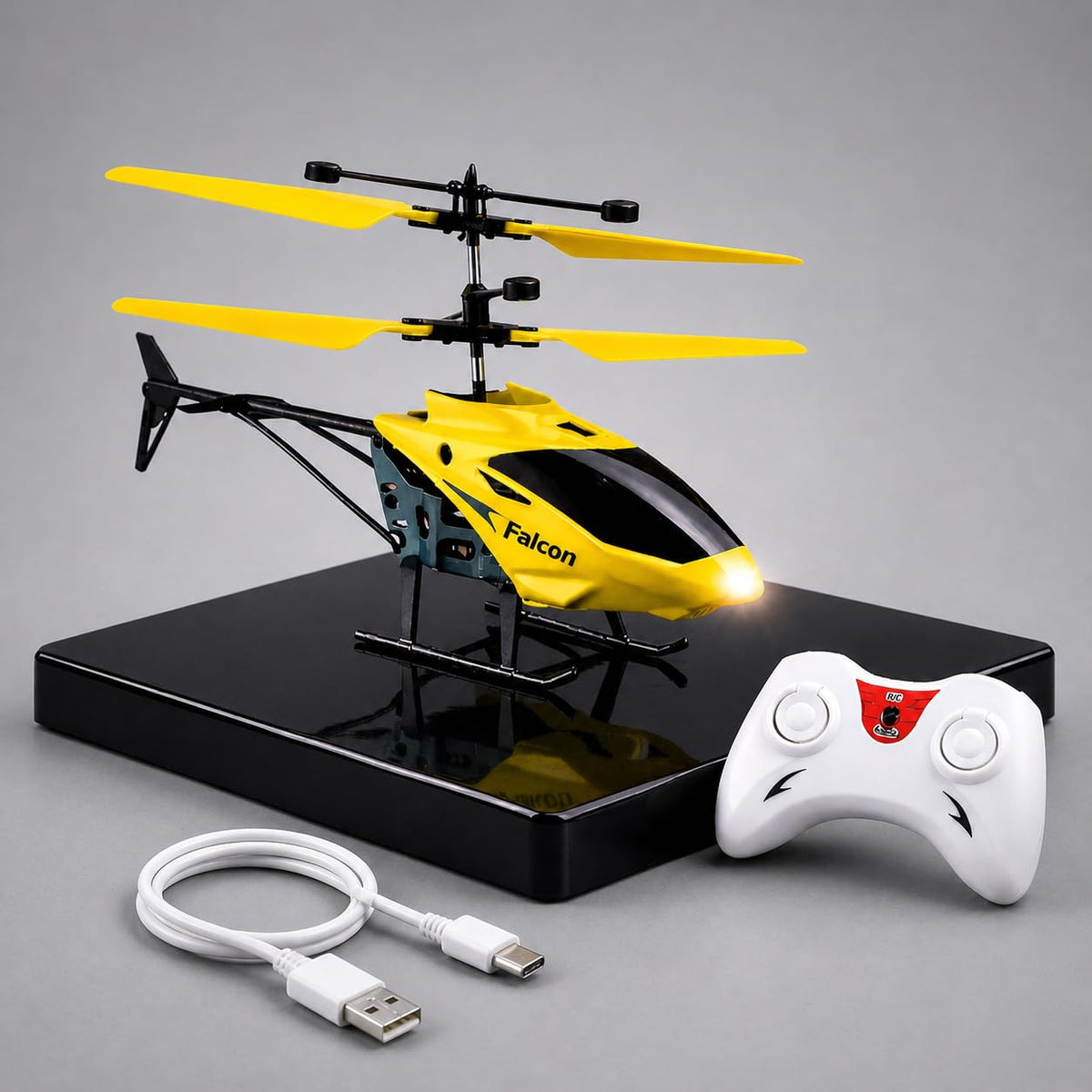 Induction Flying RC Helicopter - Remote Control with Charging Cable