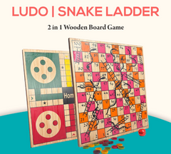 2 in 1 Ludo and Snake and ladder wooden board