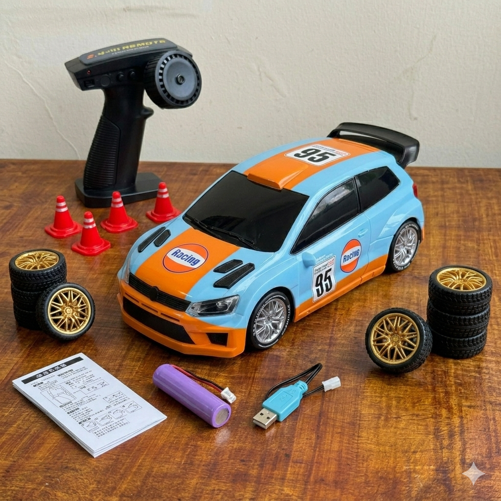 1:24 Scale Volkswagen Polo Rally 95 RC Drift Car – 2.4GHz 4WD Remote Control  High-Speed Drifting