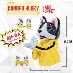 Kung Fu Animal Husky Gloves Doll, New Interactive Boxing Dog Hand Puppet with Sounds and Action, Plush Toy Gift