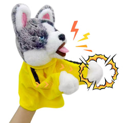 Kung Fu Animal Husky Gloves Doll, New Interactive Boxing Dog Hand Puppet with Sounds and Action, Plush Toy Gift