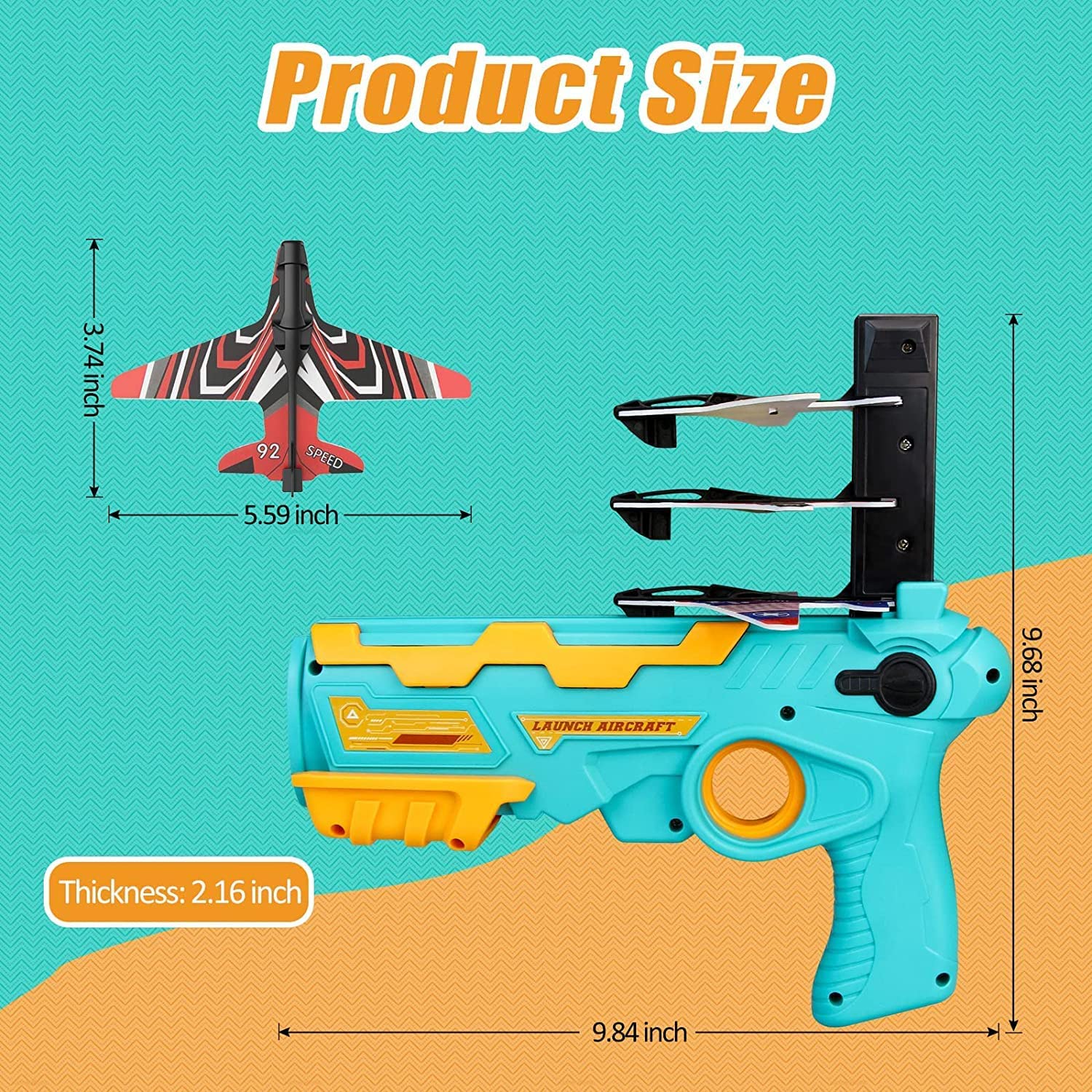 Flying Airplane Launcher Gun Toy with Foam Glider Planes -Air Battle Gun (Multicolor)