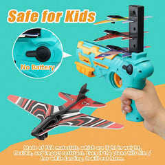Flying Airplane Launcher Gun Toy with Foam Glider Planes -Air Battle Gun (Multicolor)