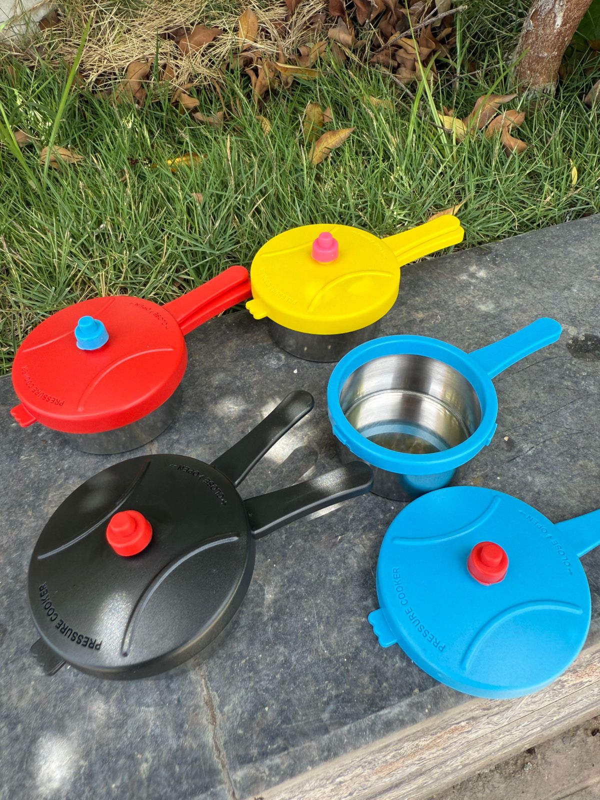 Toy Pressure Cooker - Heavy Stainless Steel Miniature Household Kitchen Appliances Pretend Play Toy for Kids - Any 1
