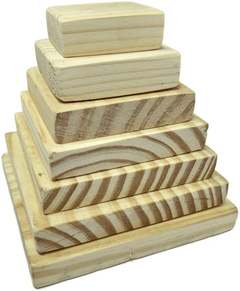 Wooden Seven stones Tiles 7 Lagori Pitthu with 1 Ball Wooden Toy Game - Multicolor