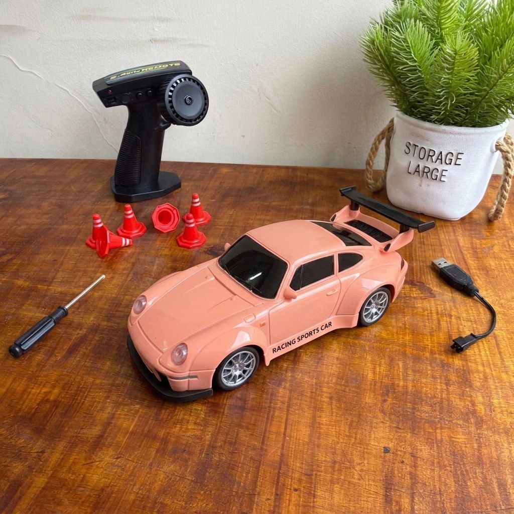 Rare Peach Color porsche 911 Drift Remote Control with Light & Bluetooth connection Control
