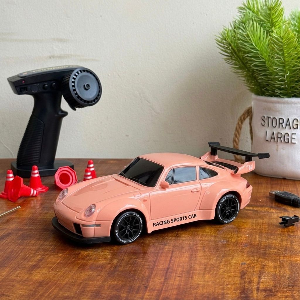 Rare Peach Color porsche 911 Drift Remote Control with Light & Bluetooth connection Control