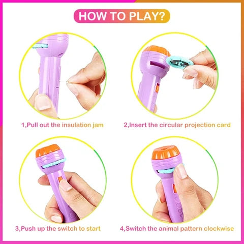 Projection Flash Light - for Kids with Animal Patterns?3 Slides with 24 projections?Note- Disk images may vary / random
