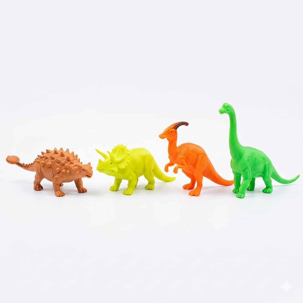 Dino King 4-Pack Realistic Dinosaur Action Figures Set (Triceratops, Brachiosaurus, Ankylosaurus, Parasaurolophus)