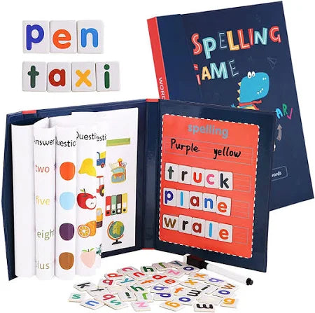 Magnetic Spelling Game for Kids | Learning Toys for Kids Book Clip Magnetic Word Spelling Game Match English Letters Set
