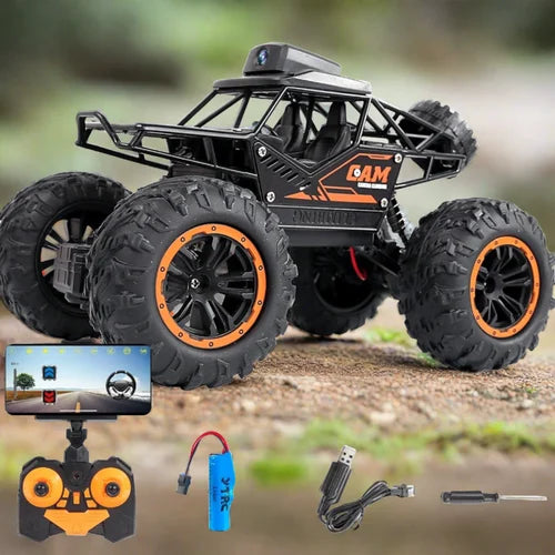 WiFi Camera RC Rock Crawler Car – 1:18 Off-Road Monster Truck with Gravity Sensor & 2.4GHz Remote for Kids & Adults (720P HD FPV)