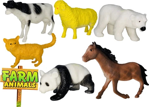Farm Animals Toy Set 6 Piece Plastic Figurines