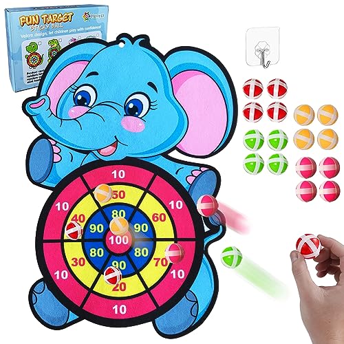 Kids Throw Ball Dart board For Kids 1Pc Random Design Will Be Shipped - With 3 Sticky Ball