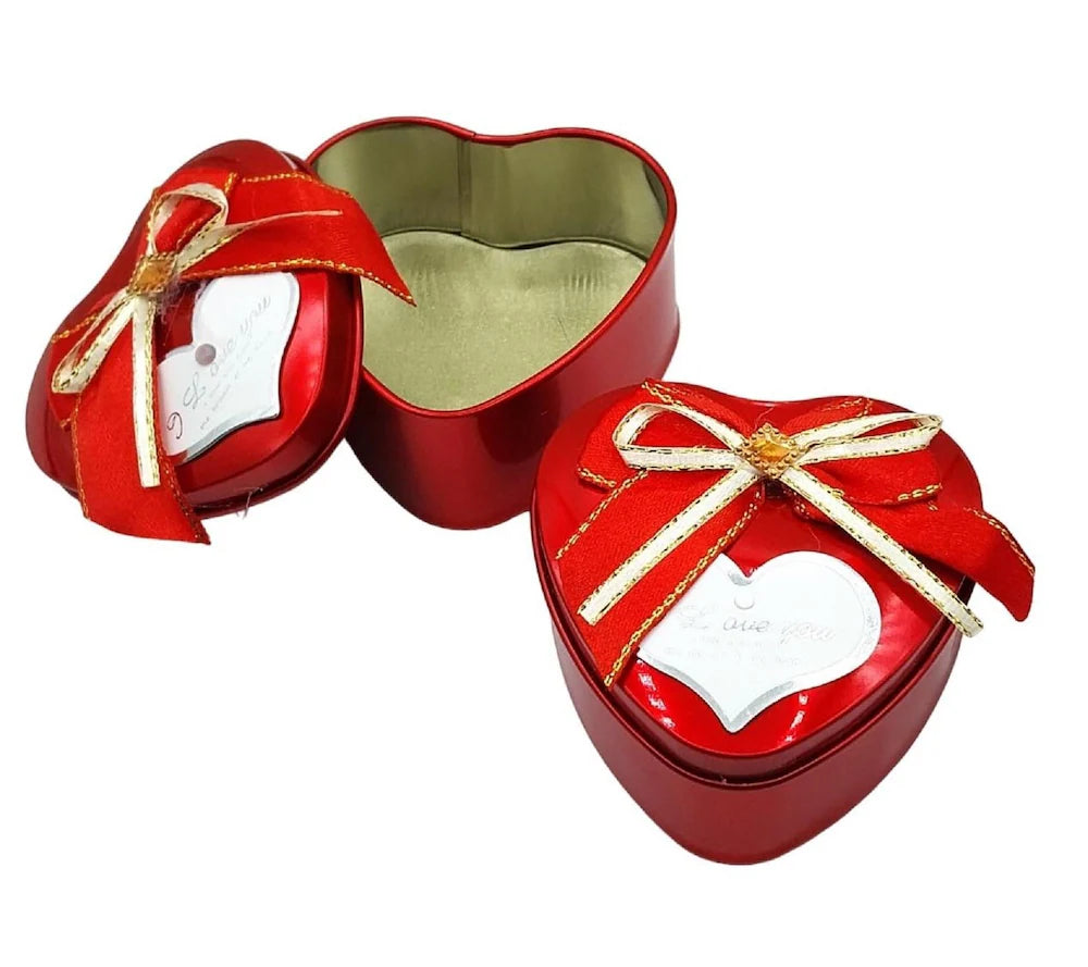 Small Heart Metal Tin Box - Red