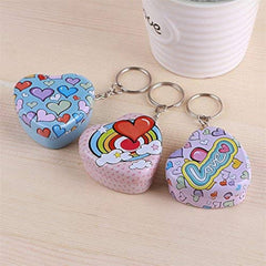 Metal Mini Tin Storage Box With Key Chain - Pack of Any Design 1 piece - Heart