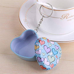 Metal Mini Tin Storage Box With Key Chain - Pack of Any Design 1 piece - Heart