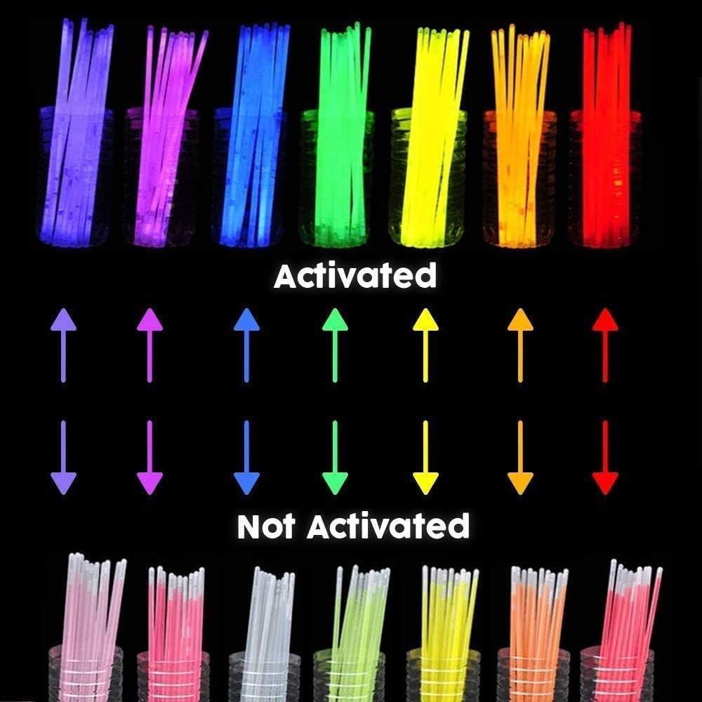 100pcs Glow Sticks in Mixed Colours -Glow in The Dark Neon Glowing Sticks