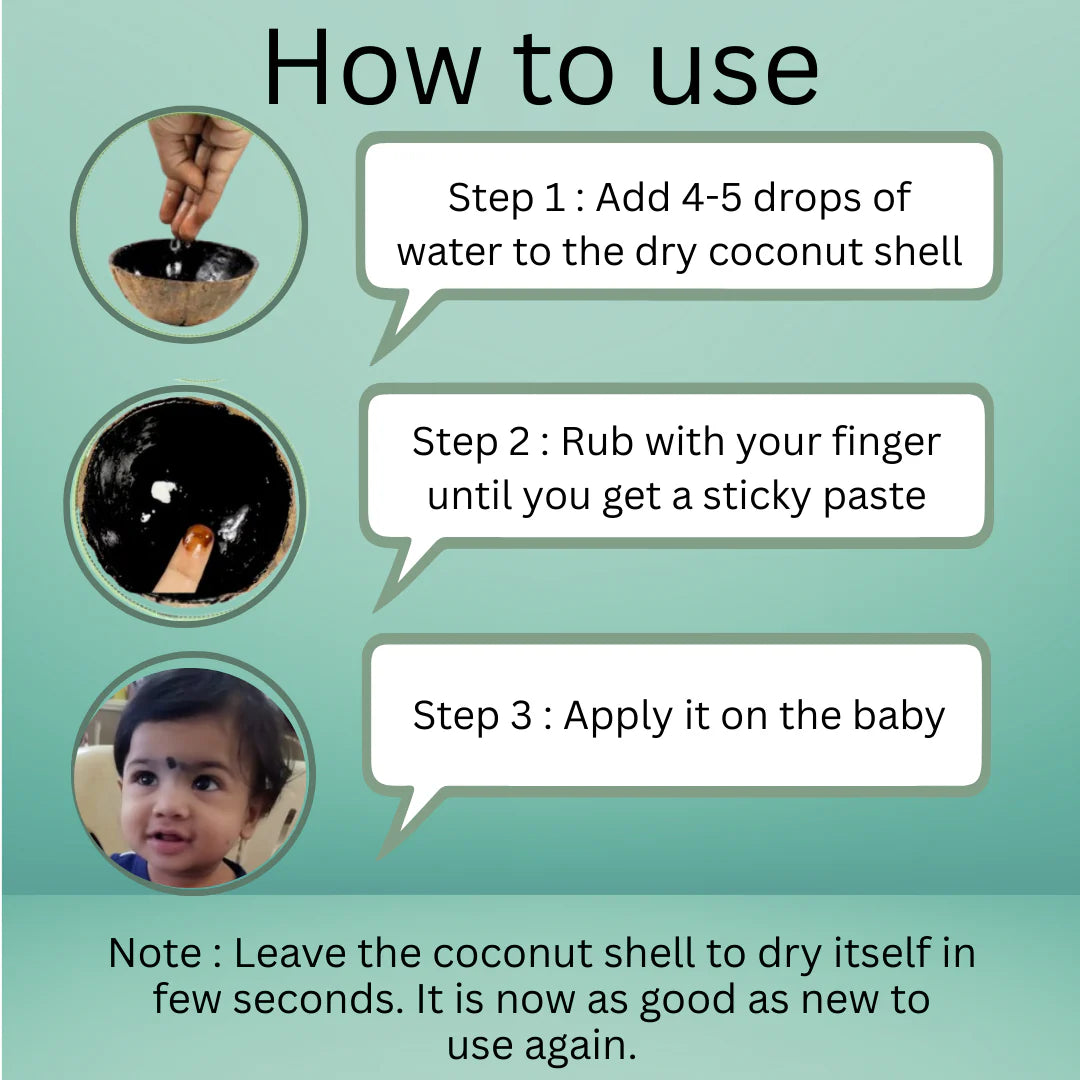 Organic Vengai pottu (Black Bindi For Babies)
