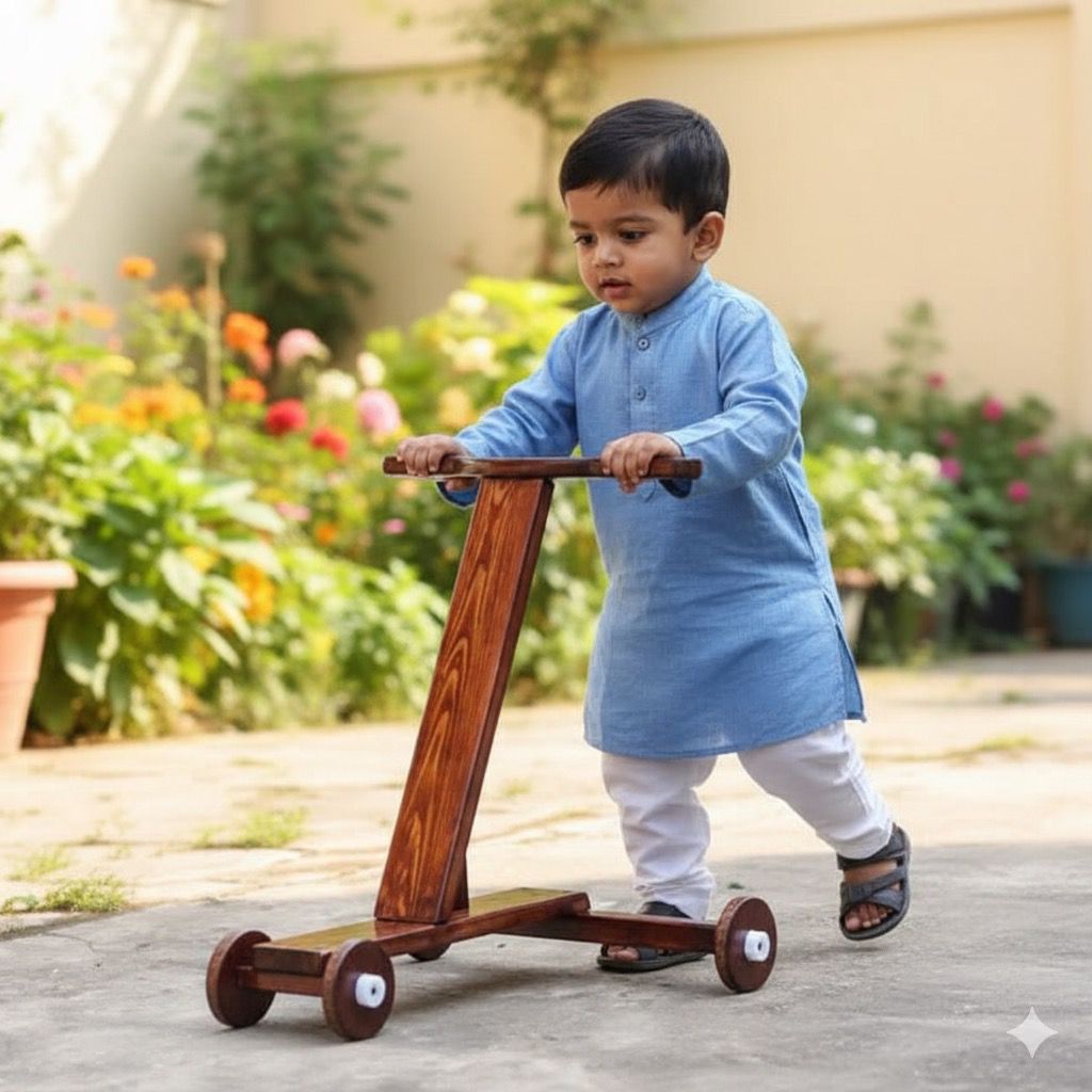 Toystorey Dark Brown Baby Walker Premium - Brown (Assembling and Dismantling type)