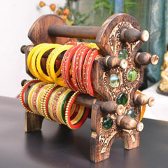 wooden Antique Bangle Stand with 4 compartments