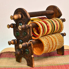 wooden Antique Bangle Stand with 4 compartments