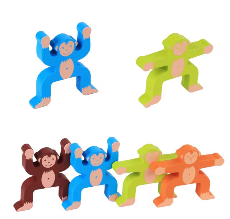 Wooden Monkey Balancing stacker Game