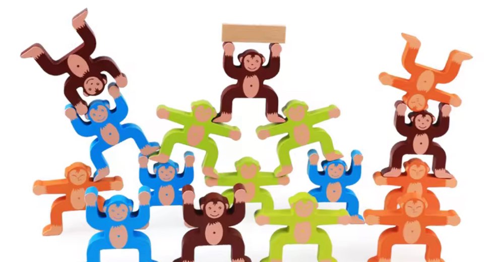 Wooden Monkey Balancing stacker Game