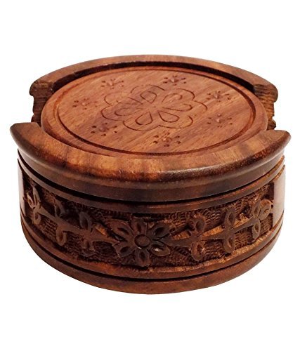 Wooden Tea coaster set of 6 plates
