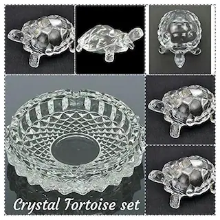 Crsytal Glass Tortoise With Glass Plate - vastu / Good Luck / Wealth ...