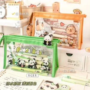 Cartoon Large Capacity Capybara Panda Pencil Bag Pencil Case Transparent- Any 1